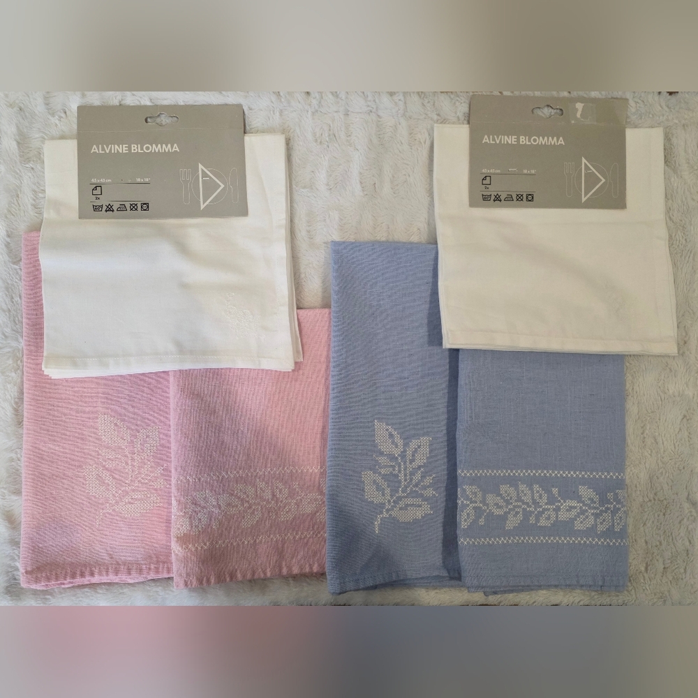 Lot of 8 IKEA Linens Floral Embroidered
